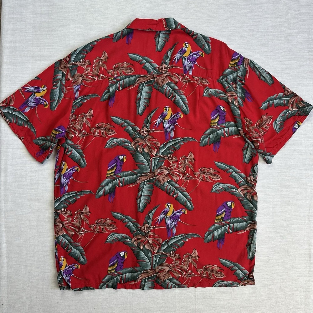 Vtg Paradise Found Hawaiian Magnum PI Tom Selleck Parrot Shirt Men M Red - Picture 8 of 8